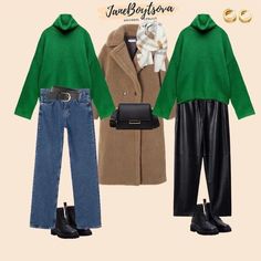 Green Outfit Winter, Green Turtleneck Outfit, Green Sweater Outfit, Winter Sweater Outfits, Knit Sweater Outfit, Blazer Outfits Casual, Diy Jacket, Casual Outfit Inspiration, Pullover Outfit