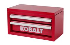 Introducing the KOBALT portable storage system constructed with impact-resistant polymers to handle any environment. The KOBALT mini tool box holds up to 5 lbs per drawer to keep all your equipment organized. The tool box is compatible with the full line of Kobalt modular storage boxes and accessories. Kobalt Mini 10.83-in W x 5.91-in H x 5.91-in D 2-Drawer Red Steel Tool Box | 54419 Portable Tool Boxes, Steel Tool Box, Portable Tool Box, Tool Boxes, Modular Storage, Portable Storage, Tool Steel, Garage Storage, Storage System