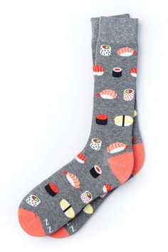 These sushi socks are so fresh, we're putting them on ice. Whether you like salmon, tuna, or you're all about that seaweed you'll be on a roll with these socks. Best Cut Of Steak, Sushi Socks, Food Socks, Silly Socks, Grey Socks, Mens Dress Socks, Hipster Man, Socks Men, So Fresh