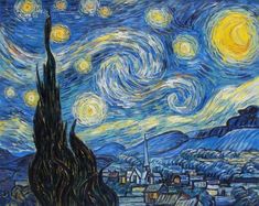 the starry night painting is shown in this image