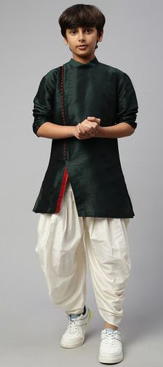 Green color Boys Dhoti Kurta in Dupion Silk fabric with Thread work Kurtas For Boys, Ethic Dress, Wedding Dress For Boys, Indian Mens Clothing, Traditional Indian Mens Clothing, Boys Party Wear, Toddler Suit