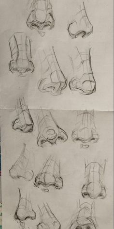 several sketches of feet with different angles and sizes