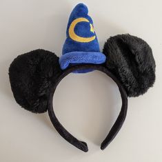 Mickey Mouse Ears Headband. Sorcerer's Hat. Magician Wizard Mickey Design From Fantasia. Perfect For Disney Or Playtime. Fit Adults And Kids. Only One Left. Micky Ears, Wizard Costume, Mickey Mouse Ears Headband, Disney Bows, Halloween Color, Kids Only, Girl Accessories, Mouse Ears Headband, Mickey Mouse Ears