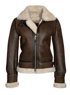 Women's Sheepskin Fur Bomber Leather Jacket In Dark Brown Aviator Leather Jacket, Shearling Jacket Women, Women Products, Aviators Women, Womens Jackets, Aviator Jackets, Real Leather Jacket, Jacket Outfit, Genuine Leather Jackets