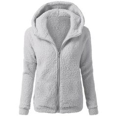 a women's white jacket with hoodie and zippers on the front, sherp