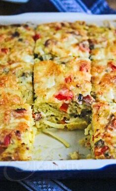 a casserole is cut in half and ready to be eaten on the table