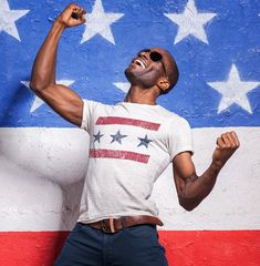 Rockin' the Stars and Stripes. Red. White. Blue Let's celebrate our freedom. Fourth of July tshirt. This t-shirt is everything you've dreamed of and more. It is super soft and lightweight, with the right amount of stretch. It's comfortable and flattering for both men and women. This classic jersey short sleeve tee fits like a well-loved favorite. Soft cotton and quality print make users fall in love with it over and over again. These t-shirts have-ribbed knit collars to bolster shaping. The shou Patriotic Star Print Short Sleeve T-shirt, Patriotic Short Sleeve T-shirt With Star Print, Patriotic Star Print Short Sleeve Tops, Patriotic Short Sleeve Top With Star Print, Casual Independence Day T-shirt With Star Print, Red Americana T-shirt With American Flag, Patriotic Star Print Top For Independence Day, Americana Style Shirt With Flag Print For Independence Day, Americana Style T-shirt For 4th Of July