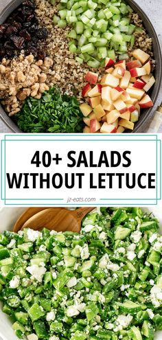 salads with lettuce, apples and other vegetables