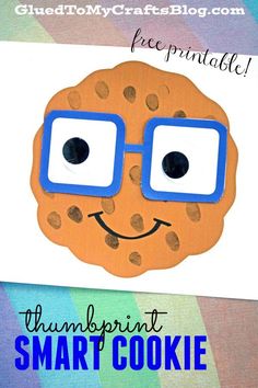 a close up of a cookie with sunglasses on it's face and the words, happy