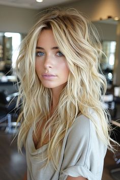 Why These 24 Choppy Haircuts for Long Hair Are All The Rage Shaggy Long Hair Choppy Layers Blonde, Long Layered Textured Haircut, Choppy Long Layers Haircut, Messy Long Hair Styles, Long Choppy Layered Haircuts, Long Blond Wavy Haircuts, Long Rachel Haircut, Long Blonde Haircut Ideas, Long Hair With Shaggy Layers