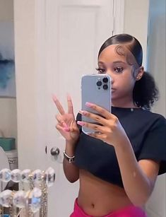 Hairstyles For Black Women No Weave, Slick Hairstyles Black Women Natural Hair, Middle Part Low Ponytail Black Women Natural, Slick Natural Hairstyles 4c, Cute Natural Hairstyles For Black Women Slick Back, Silk Back Ponytail Natural Hair, Natural Curly Slick Hairstyles, Buns Hairstyles Black Women, Hairstyles For Short Hair Black Women Curly