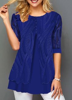 Royal Blue Cocktail, Stylish Tops For Girls, Dressy Blouses, Stylish Tops For Women, Tops Trendy, Trendy Tops For Women, Trendy Fashion Tops, Dress Stores Online, Neck Lace