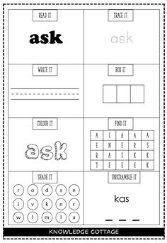 printable worksheet for beginning and ending the day, with words in black and white