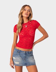 Have All Eyes On You In This Sexy Lace T-Shirt. It's Super Comfortable, With Sheer Fabric Will Surely Make The Statement You've Been After. T-Shirt. Sheer Lace Fabric. 95% Polyester, 5% Spandex. Model Wears Size S. Model Height Is 5'8. Item Care: Wash With Similar Color. | Edikted Kaori Sheer Lace Tee Lace Tshirt, Lace Tee, All Eyes, Sheer Fabric, Sheer Fabrics, All About Eyes, Sheer Lace, Lace Tops, You've Been