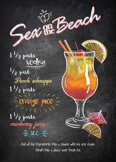 a chalkboard menu for a beach drink