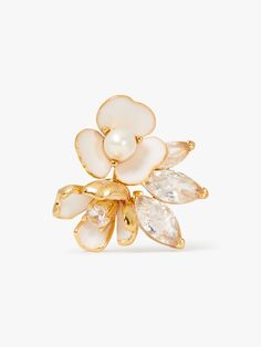 Bouquet Toss Cluster Studs | Kate Spade New York Bouquet Toss, Pearl Cluster, Enamel Flower, Flower Earrings Studs, Flower Studs, Kate Spade New York, Faux Pearl, Cubic Zirconia, Kate Spade