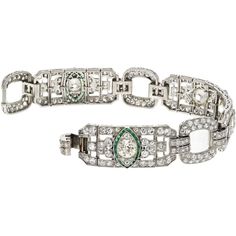 Uncover the treasures of timeless elegance and innovative craftsmanship in this Exquisite Platinum Art Deco Diamond and Green Emerald Bracelet. Elevate your jewelry collection with a piece that exudes sophistication and charm, capturing the essence of the Art Deco era in every detail.Meticulously crafted with platinum, this bracelet is a testament to meticulous attention to detail. The combination of old cut and modern cut diamonds creates a breathtaking display of brilliance and sparkle, drawing the eye with its captivating allure. Accented with radiant green emeralds, the bracelet adds a touch of vibrant color that complements the diamonds beautifully.With a total carat weight of 16.00 carat total weight, this bracelet is more than just a piece of jewelry; it's a statement of opulence an Vintage White Gold Hand-set Bracelets, Vintage Formal Diamond Bracelet With Hand Set, Luxury Platinum Jewelry With 17 Jewels, Vintage Diamond Bracelet With Hand Set For Formal Occasions, Vintage Hand Set Diamond Bracelet For Formal Occasions, Classic Ceremonial Bracelet With Intricate Design, Vintage Diamond Bracelet Jewelry, Art Deco White Gold Jewelry With 17 Jewels, Luxury Diamond Bracelet With Jewels