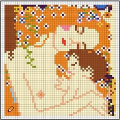 a cross stitch pattern with an orange and white cat on it's back side