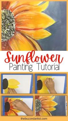 the sunflower painting is being used to make an art project