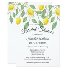 the lemon bridal shower is shown in yellow and white