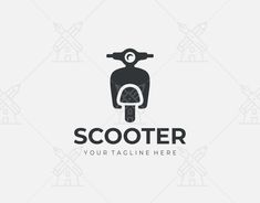 a scooter logo on a white background