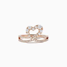 Effy Pave Rose 14K Gold Diamond Heart Ring, 0.66 TCW 14k Rose Gold Diamond Ring For Valentine's Day, Rose Gold Heart-shaped Ring With Brilliant Cut, Luxury Rose Gold Diamond Ring For Valentine's Day, Heart Shaped Rose Gold Diamond Ring, Rose Gold Diamond Ring For Valentine's Day, Luxury Rose Gold Heart Ring For Valentine's Day, Promise Heart Ring In Rose Gold With Brilliant Cut, Rose Gold Brilliant Cut Diamond Ring For Valentine's Day, Rose Gold Heart Ring With Brilliant Cut For Promise