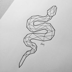 a black and white drawing of a snake