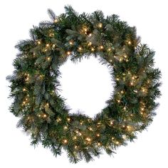 a christmas wreath with lights on it