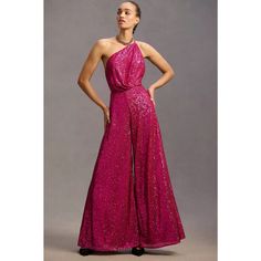 Anthropologie Zunilda Gutierrez Sequin Jumpsuit Pink Glam Wide Leg One Shoulder Eras Tour Tailor Swift Size Small New With Tags, Unused, No Flaws Or Odors. Lined. Hidden Zipper Entry On The Back. 60.25" Length 12.5" Rise 35" Inseam 24" Leg Opening 14" Waist All Measurements Taken Flat. May Arrive Wrinkled Or Folded. Items Are Stored In A Pet And Smoke Free Storage. Model Images Are For Fit & Scale Reference Only. Tailor Swift, Pinstripe Jumpsuit, Jumpsuit Pink, Black Romper Shorts, Olive Green Pants, Pink Glam, Ruffle Jumpsuit, One Shoulder Jumpsuit, Sequin Jumpsuit