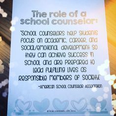 a sign that says the role of a school counselor