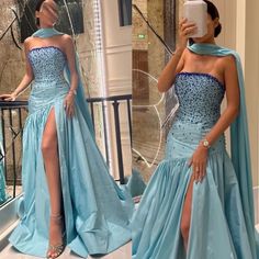 AsaNagi Strapless Prom Dresses Women's Scarf Beaded Side Slit Party Evening Gowns Floor Length Train Special Occasion Gowns, Strapless Prom Dress, Strapless Prom Dresses, Womens Scarves, Evening Gowns, Floor Length, Special Occasion, Prom Dresses, Prom