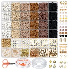 the beading kit includes many different types of beads