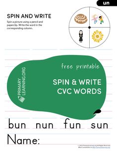 the spin and write worksheet for kids to learn how to use spin and write