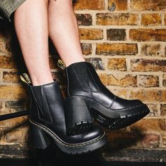 Dr. Martens Women's Spence Flared Heel Platform Chelsea Boots Black Us 6 Eu 37 Uk 4 Us 7 Eu 38 Uk 5 Us 9 Eu 41 Uk 7 Black Sendal Leather Brand New With Original Box. Lack Spence Flared Heel Chelsea Boots Ankle-High Buffed Leather Boots In Black. Round Toe. Tonal Elasticized Gusset At Sides. Logo-Woven Webbing Pull-Loop In Black And Yellow At Heel Collar. Signature Yellow Stitching At Welt. Covered Rubber Block Heel. Tonal Signature Treaded Air Cushion Rubber Sole. Approx. 3.5" Heel. Supplier Col Doc Martens Heels, Chelsea Boots Dr Martens, Dr Martens Chelsea, Heel Chelsea Boots, Doc Marten Boot, Chelsea Boots Black, Doc Martens Boots, Heeled Chelsea Boots, Platform Chelsea Boots