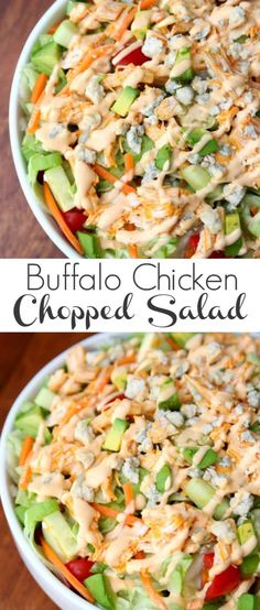 this buffalo chicken chopped salad is loaded with vegetables and dressing