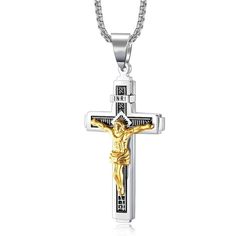 Jesus Christ Crucifix Cross Pendant Necklace For Men Catholic Jewelry Chain 24" | eBay Catholic Jewelry, Jewelry Chain, Daily Jewelry, Men's Necklace, Cross Pendant Necklace, Box Chain, Chains Jewelry, Men Necklace, Cross Pendant