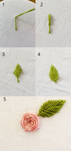 the instructions for how to make an embroidered rose