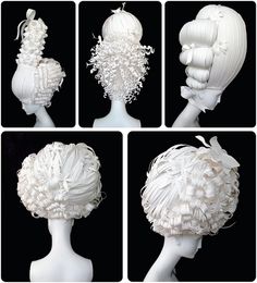 Paper wigs #rococco return Paper Wig, Paper Wigs, Mascara Papel Mache, Wig Tutorial, Paper Hat, Costume Makeup