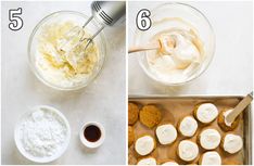 the steps to making cupcakes are shown here