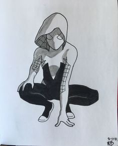 a drawing of a person sitting on the ground