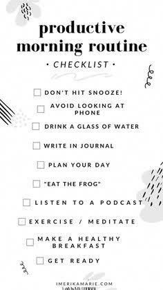 Routine For Success, Productive Morning Routine, Morning Routine Productive, Beauty Routine Checklist, Morning Routine Checklist, Routine Checklist, Miracle Morning