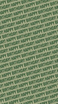 a green and white birthday card with the words happy written in large letters on it