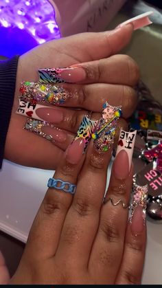 Nails To Recreate, Summary Nails, Hard Nail Designs, Extra Baddie Nails, Dramatic Nails, Junk Nails, Weak Nails