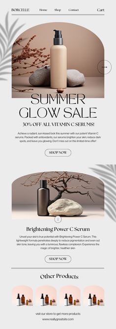 an image of a website page with the words summer glow sale on it