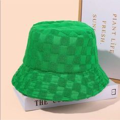 Cool Bv Green Bucket Hat Checkerboard Pattern So Cute And Trendy Velour Detailing Perfect For Every Season One Size New. Perfect Condition Bottega Green Bright Green Velour Jersey Teddy Winter Hat Sherpa Checkered Bright Colourful Funky Cool Beanie Velvet Teddy Shearling Trend Trendy Bape Hype Nike Adidas Summer Swim Urban Outfitters Uo Lime Neon Bright Shearling Sherpa Fuzzy Cute Winter Warm Cuddly Cozy Cap Covering Beanie Warmth White Off-White Cool Funky Trend Kendall Jenner Hailey Bieber Nos Green Bucket Hat, Cool Beanies, Bucket Hat Women, Velvet Teddy, Mens Sun Hats, Checkerboard Pattern, Fisherman Hat, Purple Pattern, Hat For Man