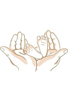 two hands holding a baby in the palm