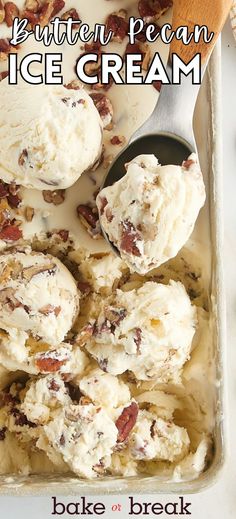 a pan filled with ice cream and nuts