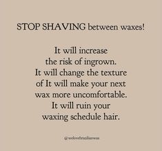 Consistency with your sessions are the keys to amazing results and soft like babies skin But PLEASE stop shaving between waxes! 🙏🏻🪒🥹🪒😅 • • • • • • • • • #waxing #wax #bodywaxing #facewaxing #casselberrywaxing #winterparkwaxing #esthetician #estheticianlife #esthe #esthi #esthiebestie #orlandoave #downtownorlando #orlando #casselberry #maitland #maitlandflorida #facialswinterpark #waxwinterpark #facialsmaitland#waxroomdecor #waxroom #orlandoflorida #downtownorlando #oviedo #altamontesprings #winterparkfl Leg Waxing Tips, Waxing Post Ideas, Waxing Pictures, Waxing Content, Waxing Quotes, Waxing Memes, Esthetician Office, Brazilian Wax Tips, Female Waxing