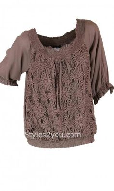 Women's PLUS SIZE Colleen Blouse in Brown Brown Long Sleeve Peasant Top For Summer, Fitted Brown Casual Peasant Top, Bohemian Long Sleeve Brown Blouse, Peasant Style Brown Long Sleeve Tops, Fall Cotton Peasant Top With 3/4 Sleeves, Mori Girl Fashion, Boho Chic Outfits, Peasant Blouse, Hippie Outfits