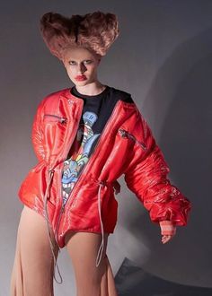 Red Leather Punk Outerwear